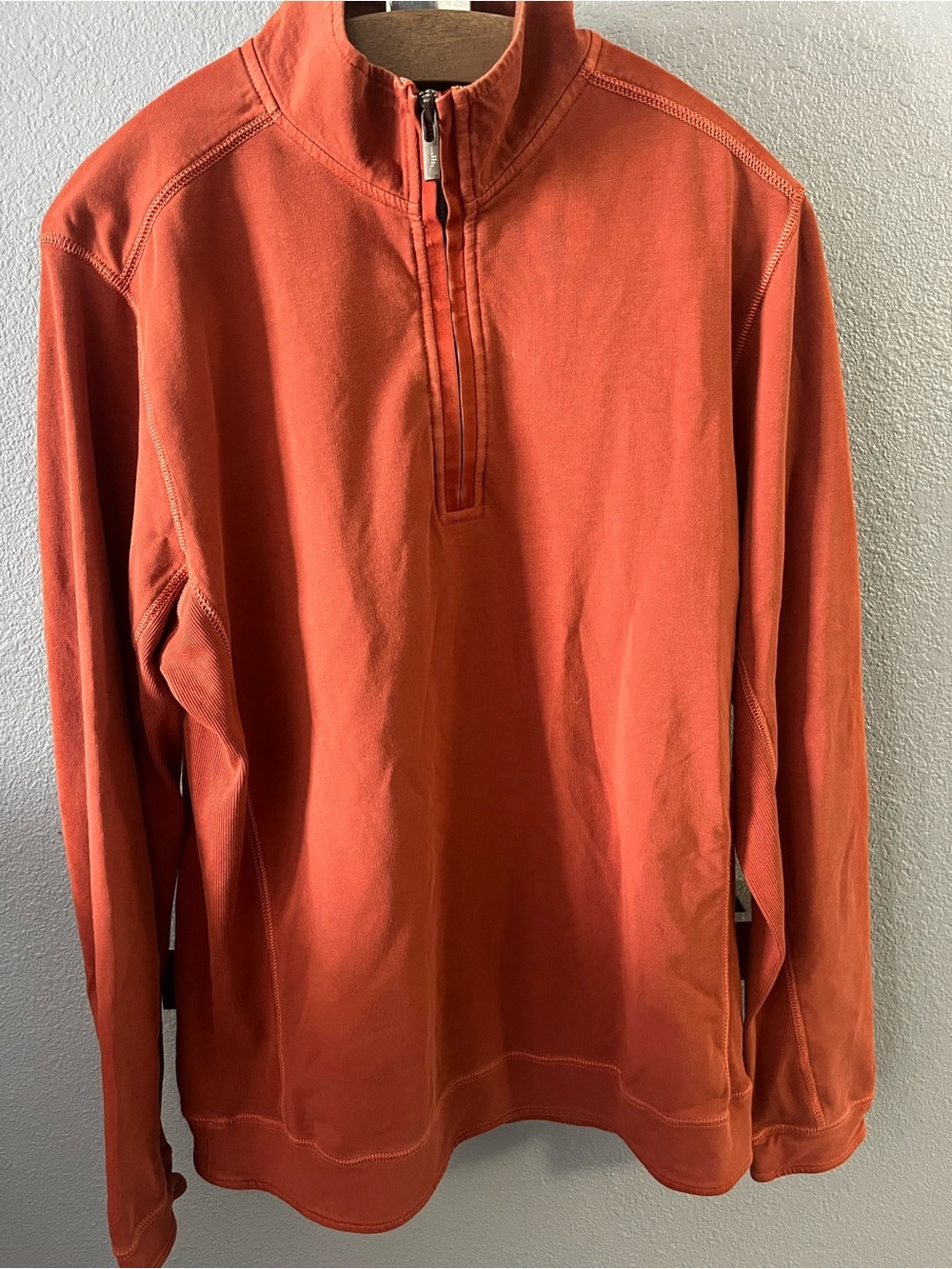 Tommy Bahama Island Crafted 1/4 Zip Pullover Orange Cotton Sweatshirt Men’s L